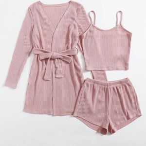 three piece rib-knit pajama set